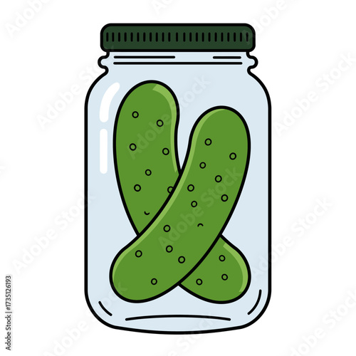 Heart Shaped Pickle Jar – Fun Preserved Cucumber Food Illustration on White Background for Love and Food Concept
