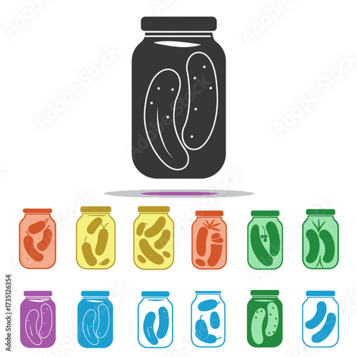 Pickle in a Jar – Preserved Cucumber Illustration for Food and Snack Concept on White Background