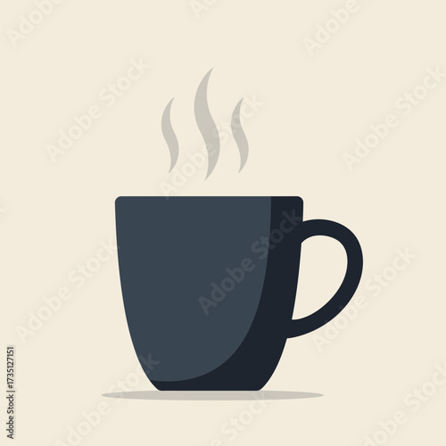 Hot Coffee Cup with Steam Rising – Freshly Brewed Black Coffee Illustration on White Background for Cafe and Breakfast