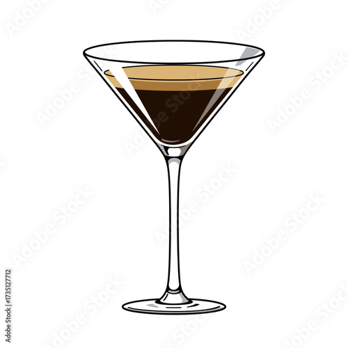 Cocktail Martini Glass Vector Illustration Perfect for Bar Posters, Party Lifestyle Design, and Celebration Decor