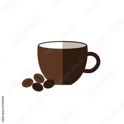 Coffee Cup with Coffee Beans Illustration for Barista Designs, Cafe Posters, and Morning Drink Lifestyle Decor