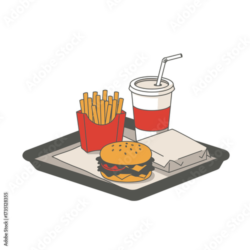 Fast food combo with burger, fries, and drink – tasty meal illustration