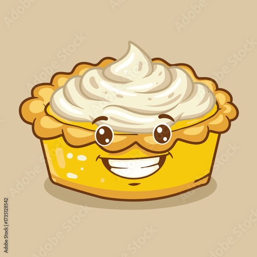 Lemon pie with whipped cream topping – sweet citrus dessert illustration