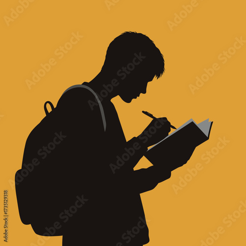 Man reading book in silhouette – education, knowledge, and inspiration illustration