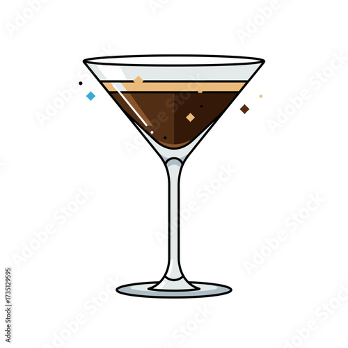 Elegant martini cocktail in glass – luxury alcohol drink and nightlife illustration