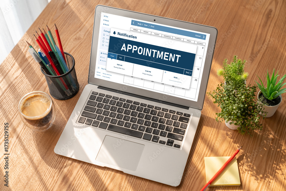 Fototapeta premium Online applointment booking calendar for modish regristration on the internet website