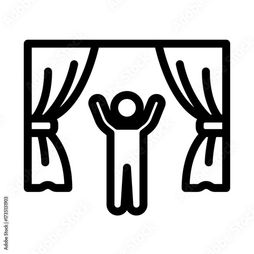 Live Performance Line Icon of Theatrical Production Icon Set