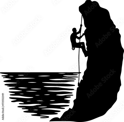 A man rock climber silhouette, silhouette, vector, sport, woman, illustration, rope, climber, people, climbing, black, rock, fishing, gymnast, sports, circus, trapeze, marionette, fitness, body, puppe