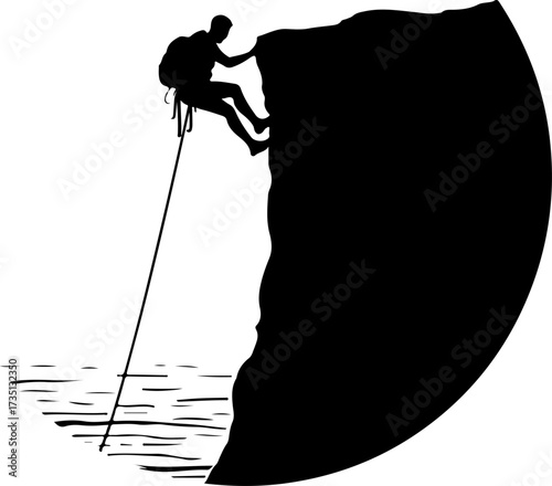 A man rock climber silhouette, silhouette, vector, sport, woman, illustration, rope, climber, people, climbing, black, rock, fishing, gymnast, sports, circus, trapeze, marionette, fitness, body, puppe