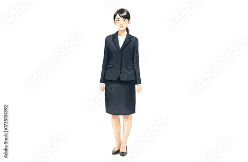 立ち姿の若いビジネスウーマン（真面目な表情）
