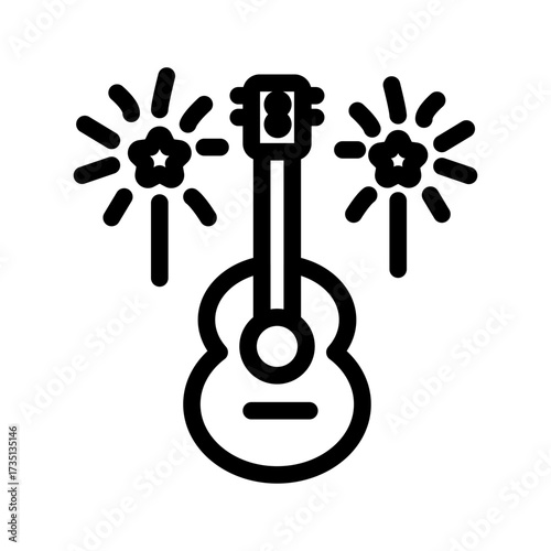 Guitar With Line Icon of Music Festivals Icon Set