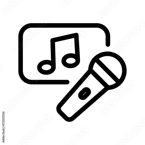 Music Note Line Icon of Karaoke Icon Set