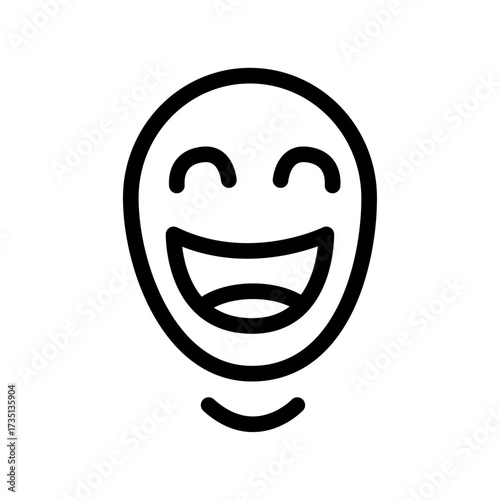 Smiling Face Line Icon of Stand-up Comedy Icon Set