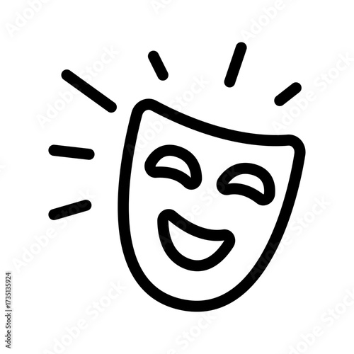 Comedy Mask Line Icon of Stand-up Comedy Icon Set