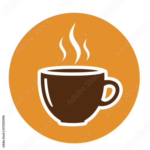 Hot steaming cup of coffee illustration for cozy café menu, beverage shop, and breakfast drink advertisements