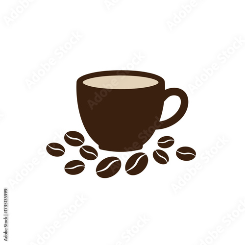 Fresh roasted coffee beans illustration on white background perfect for café, breakfast, and coffee shop branding design