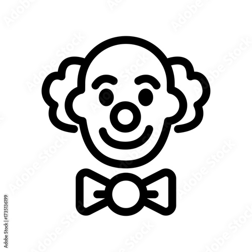 Clown Face Line Icon of Circus Arts Icon Set