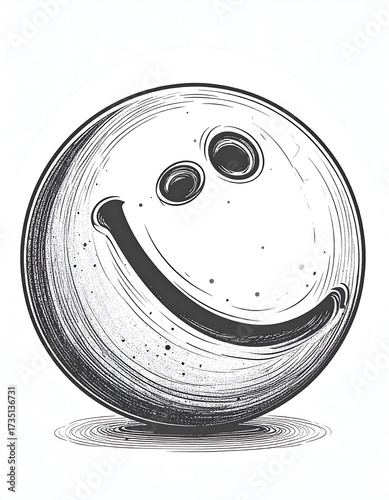 A stylized smiley face on a sphere
