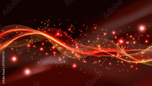 Abstract Red and Gold Light Streaks With Sparkles, Signifying Energy and Technological Advancement for Data Visualization : Generative AI