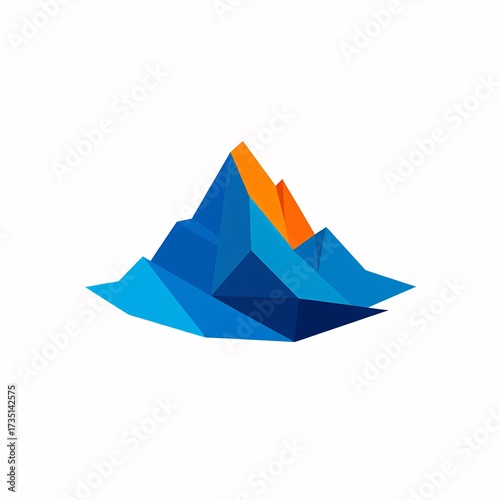 Low poly mountain logo design isolated on white background for company
