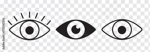 Collection of eyes logos, symbols and icons. Concept vector illustration. Show password. Open, closed, visible invisible concept, hidden password, icon vector symbol logo illustration line editable. 
