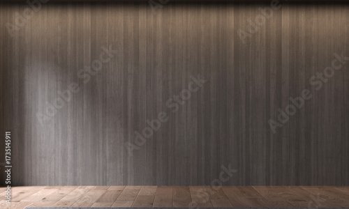 The moderrn cozy living room and empty wooden pattern wall background. 3d rendering