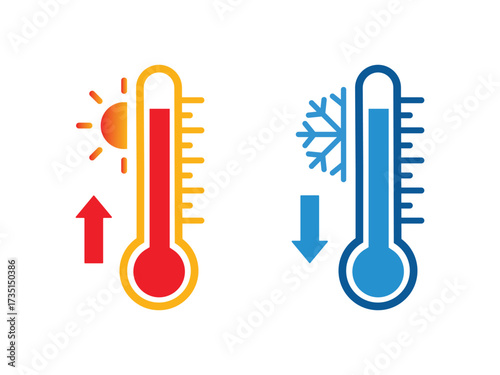Thermometer icon set. weather icons. Temperature symbol. Cold and hot icon sign. thermometer showing the temperature. Weather Sign. Temperature Scale Symbol. Warm cold hot Symbol