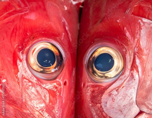Close Up of Red Fish Eyes.