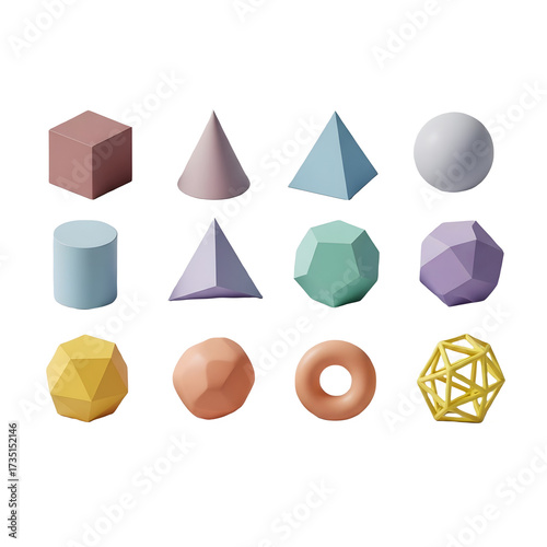 Pastel Colored Geometric Shapes in Abstract Composition