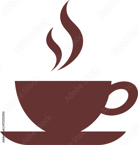 Brown coffee cup on a saucer with steam. Perfect for coffee shop menus, social media posts, blog headers, and cafe websites.