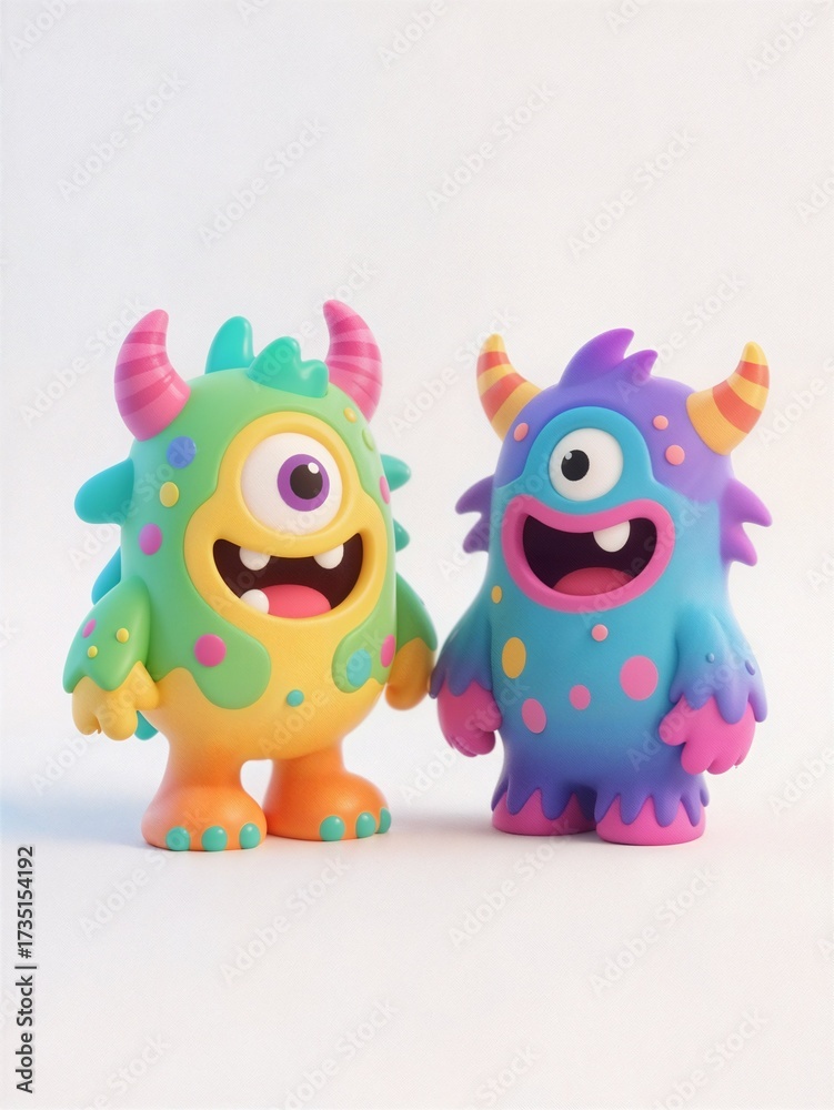 Obraz premium 3D colorful cute monster