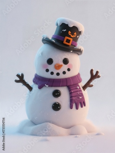 3D snowman with Halloween decoration