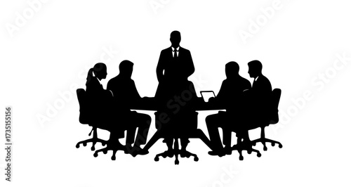 Essential business meeting silhouette capturing professional collaboration, strategic discussions, and impactful corporate leadership.