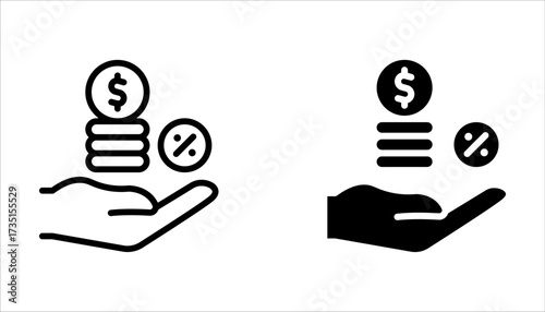 tax thin line icons set. For website marketing design, logo, app, template on white background