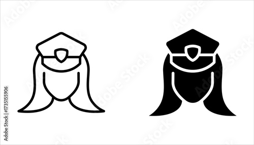 Policeman linear icon set. Police officer icon. Police Icon on white background
