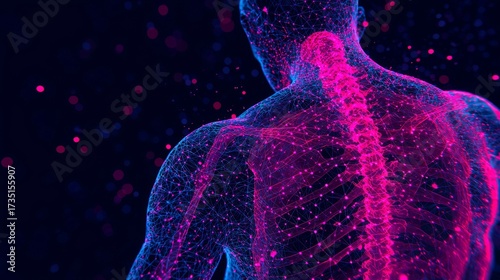 Artistic Close-Up of an Abdomen with Digital Effects in Vivid Colors