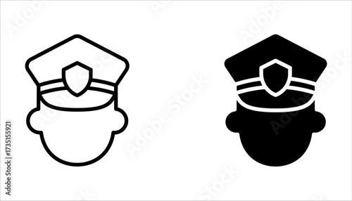 Policeman linear icon set. Police officer icon. Police Icon on white background