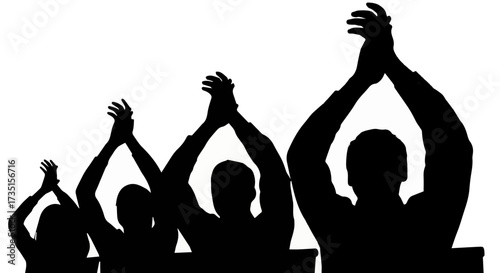 Captivating audience silhouettes celebrating achievements with enthusiastic applause, creating a powerful sense of recognition and collective support.