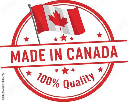 Made in canada product quality canadian flag vector graphic