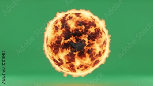 Global warming's fire on a green grass planet