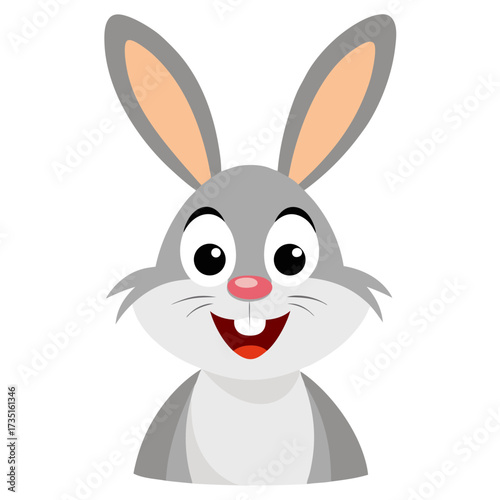 Smiling Rabbit Illustration on White Background