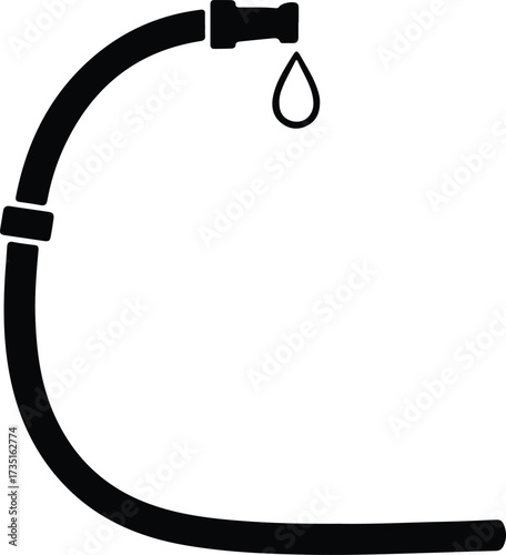 Illustrator Vector Garden hose nozzle with water drop silhouette