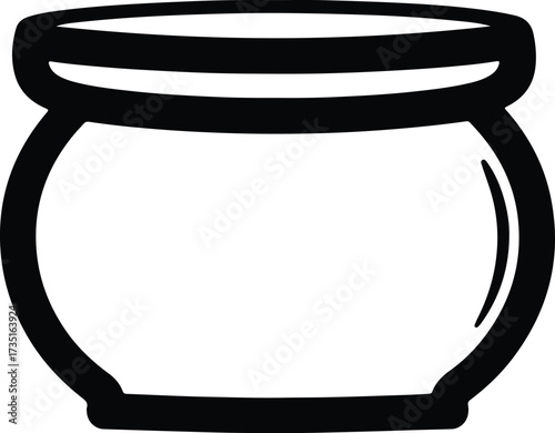 Illustrator Vector simple round pot storage container silhouette