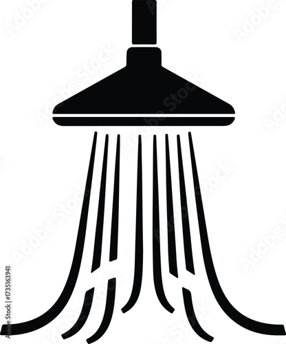 Illustrator Vector Simple shower head water droplets silhouette