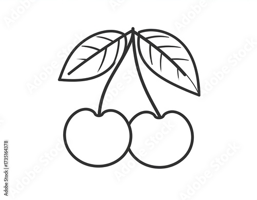 Two cherries with leaves