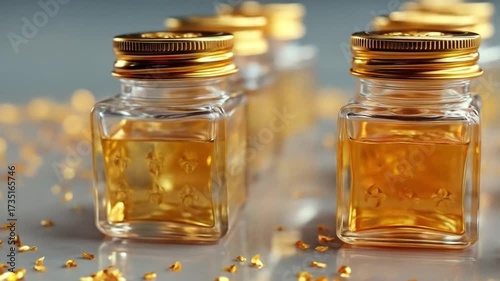 Gold liquid bottles