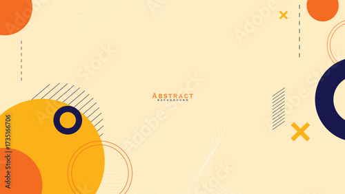 Abstract geometric background with orange yellow and blue circle modern minimal design template for presentation or banner