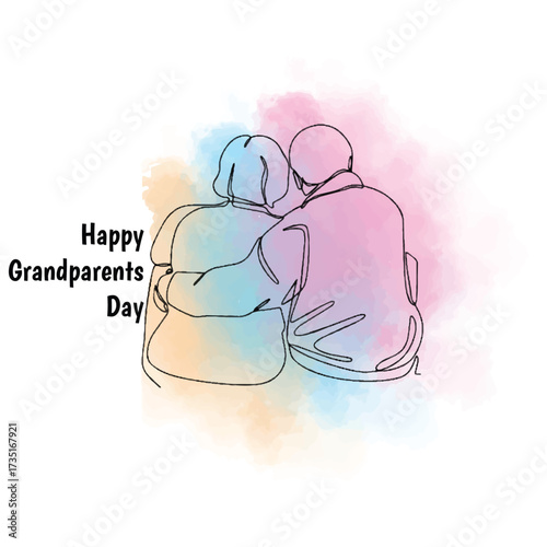 Grand parents day watercolor illustration, happy grand parents day t-shirt design, card design vector