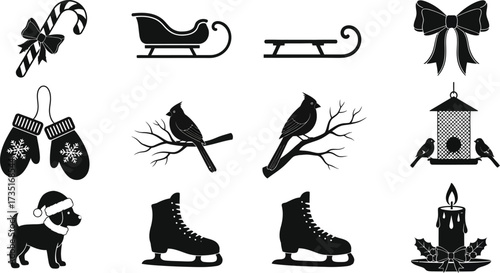 Christmas vector icons set winter holiday season graphic design aditable