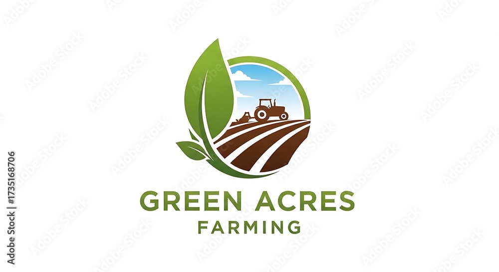 Fototapeta premium Green Acres Farming Logo Design.